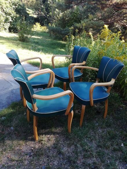 Ensemble de 4 fauteuils bridge 1950