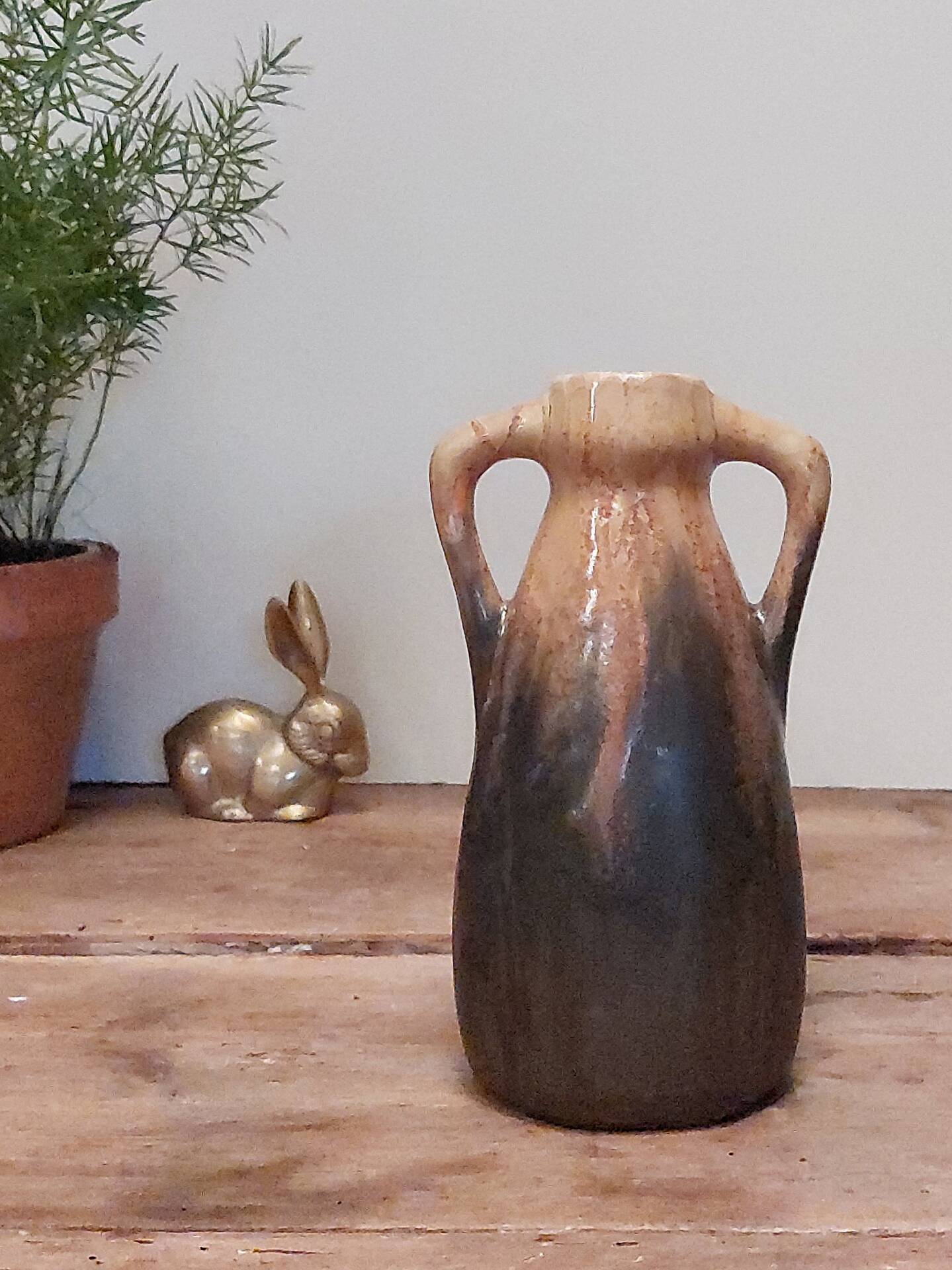 Vase art déco Gilbert Méténier en grès flammé- 18cm 