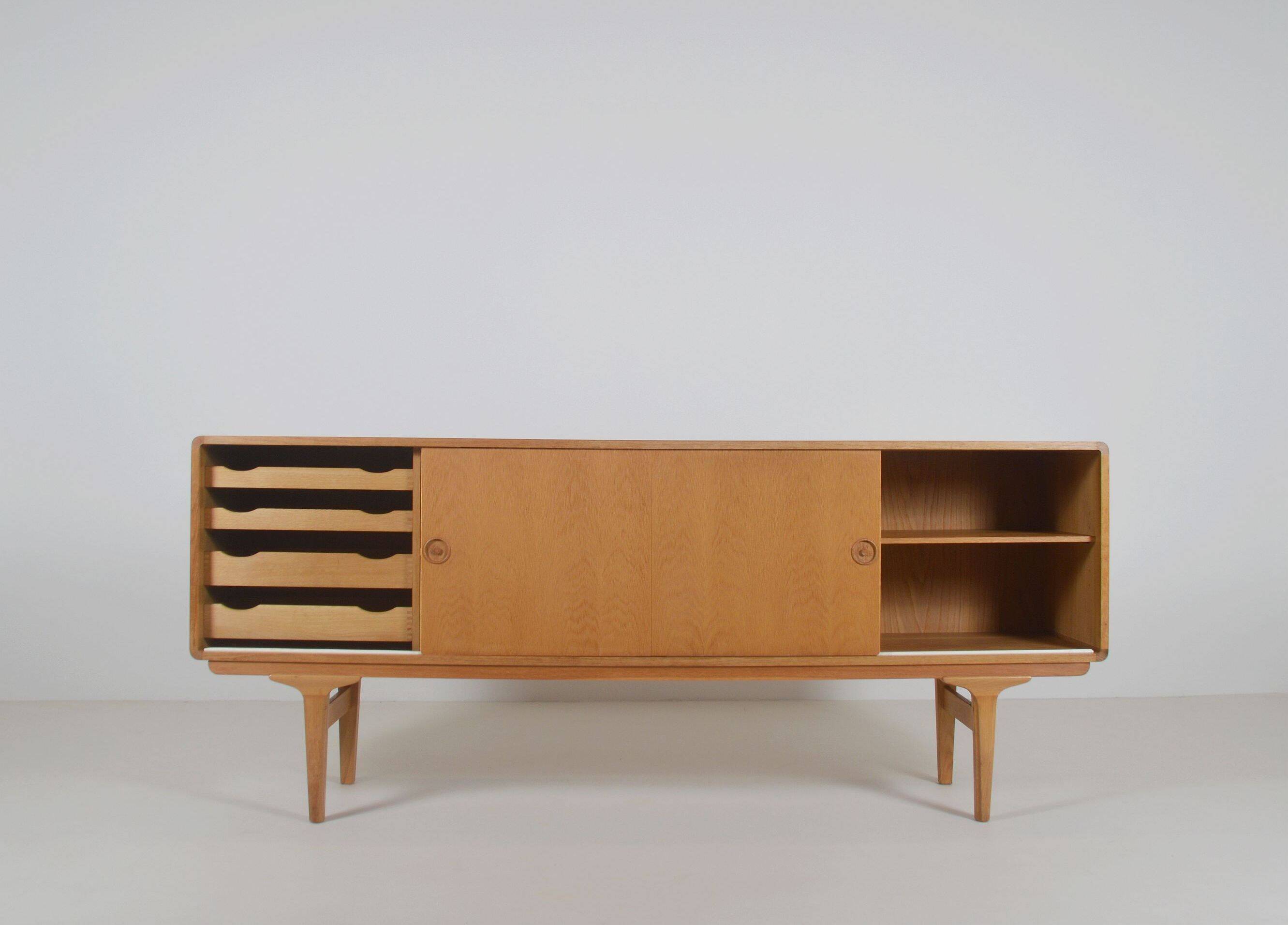 Danish minimalist sideboard in light oak, 1960s