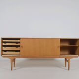 Danish minimalist sideboard in light oak, 1960s