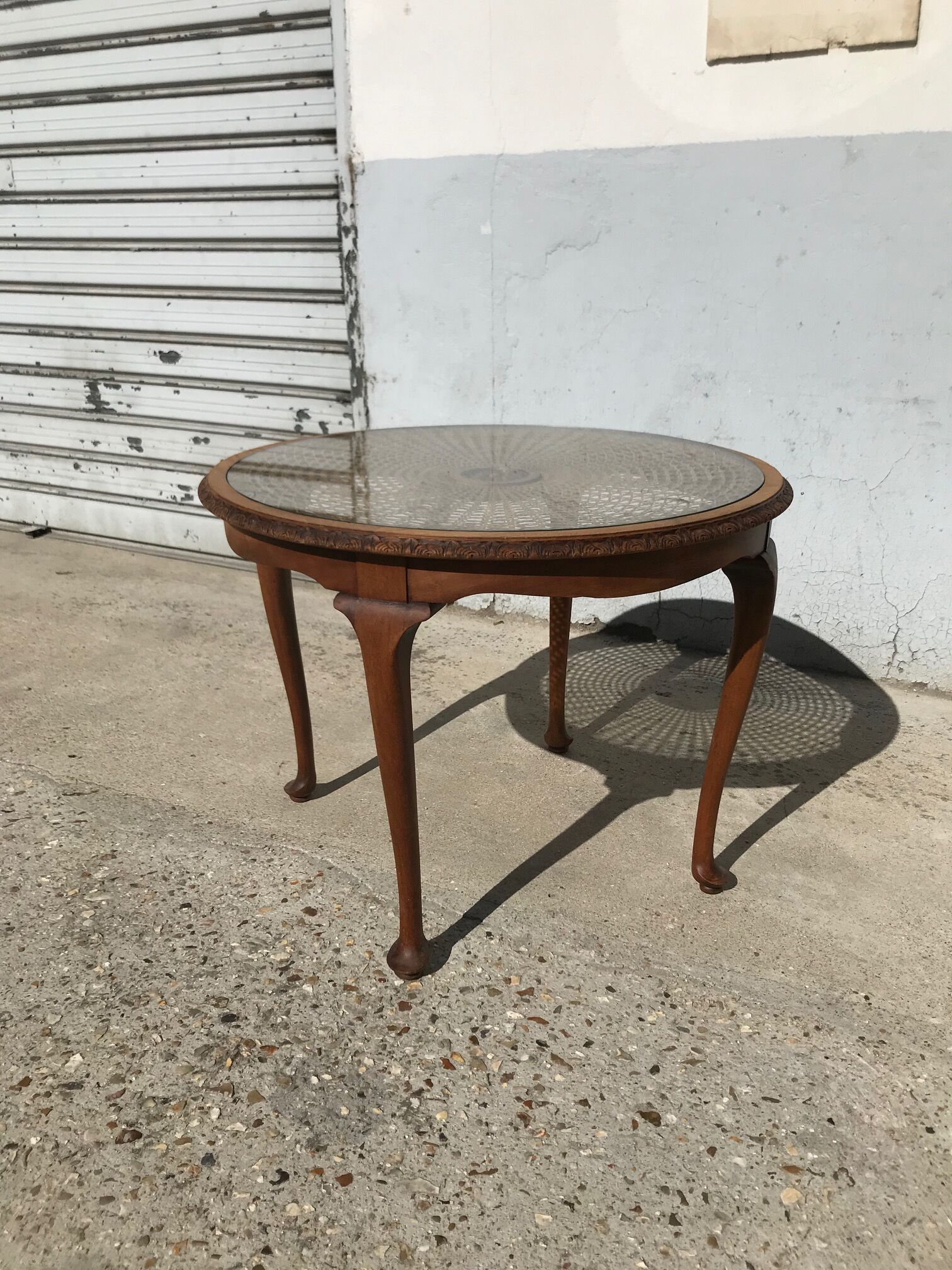 Coffee table, wood, glass and cannage, France, nineteenth century