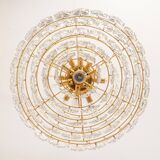 Chandelier, brass and crystal glass by Kinkeldey, Germany, 1970s.