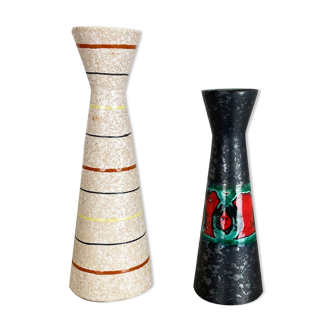 Ensemble de deux vases de lave grasse en poterie « Multi-Color » par Scheurich, Allemagne, années 1970