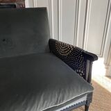 Small gray velvet style bench