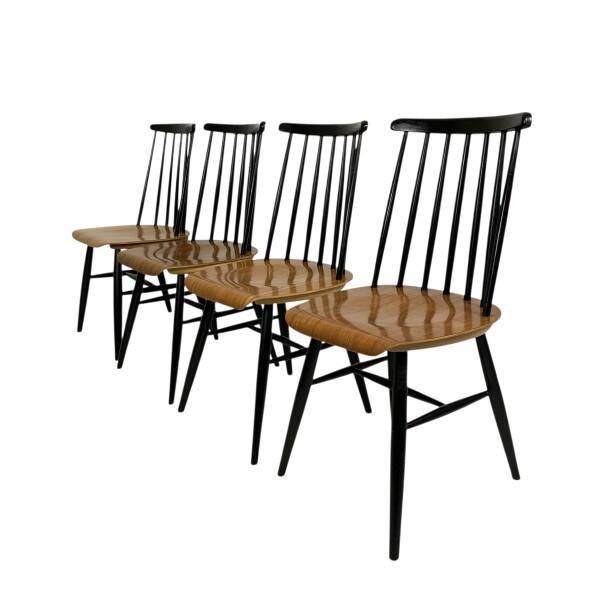 Set of 4 Fanett model slatted chairs, Tapiovaara, 1960s