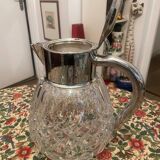 Cut crystal and silver-plated metal ice jug