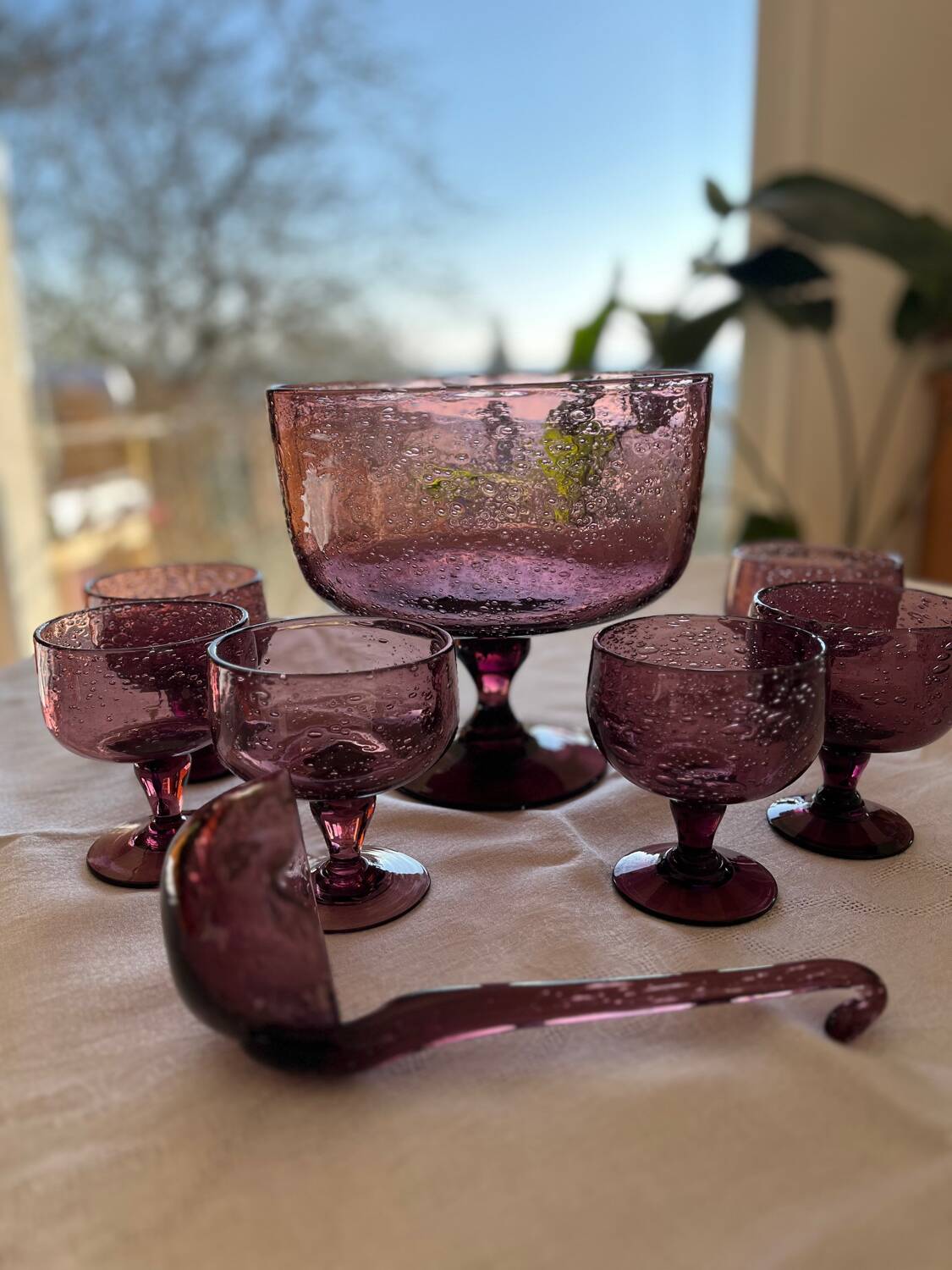 Service en verre bullé