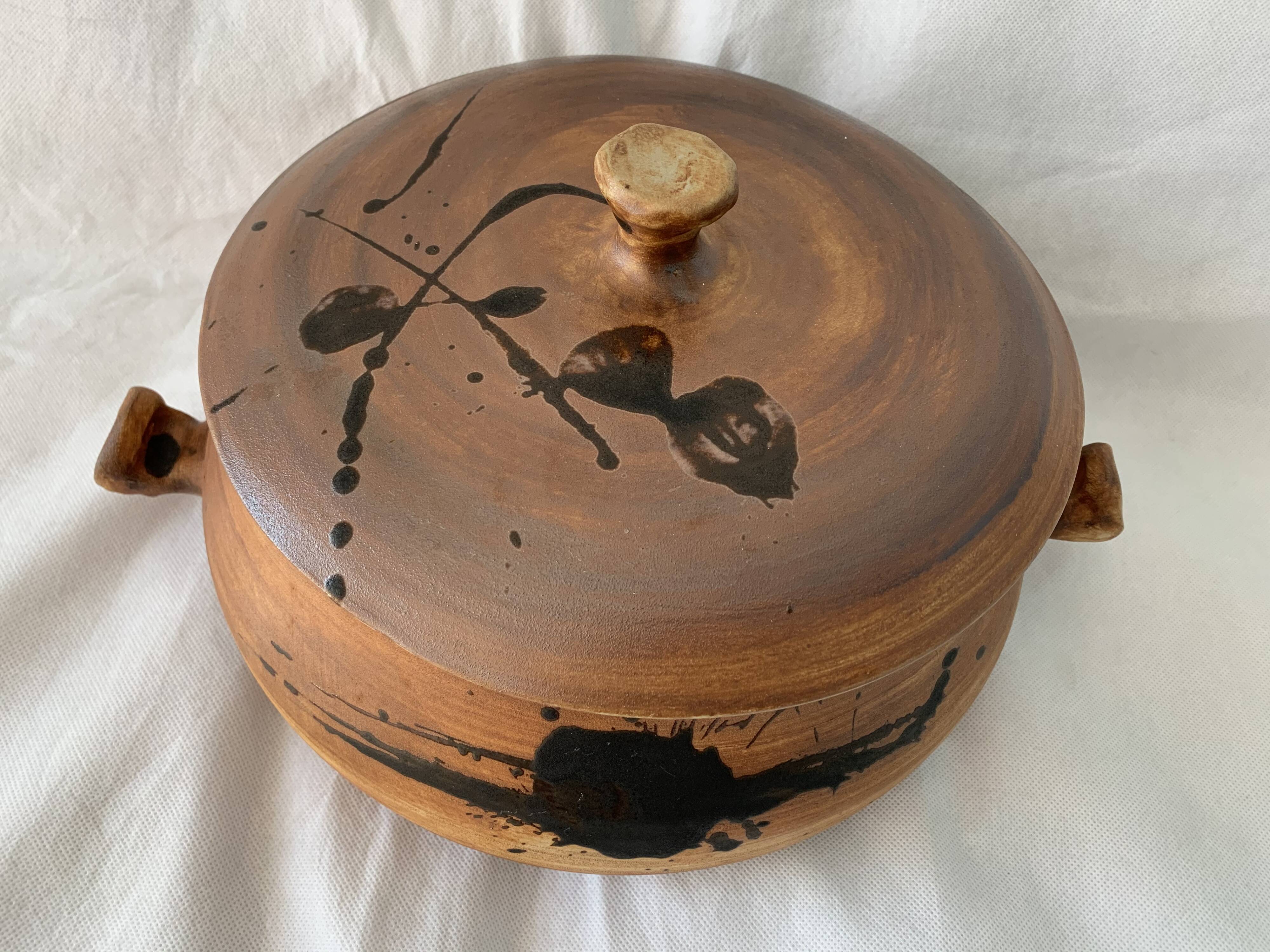 Service dish enamelled sandstone Pottery of the Vallauris Dove