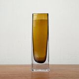 Mid-century minimalist amber coloured glass vase, 1960s.
