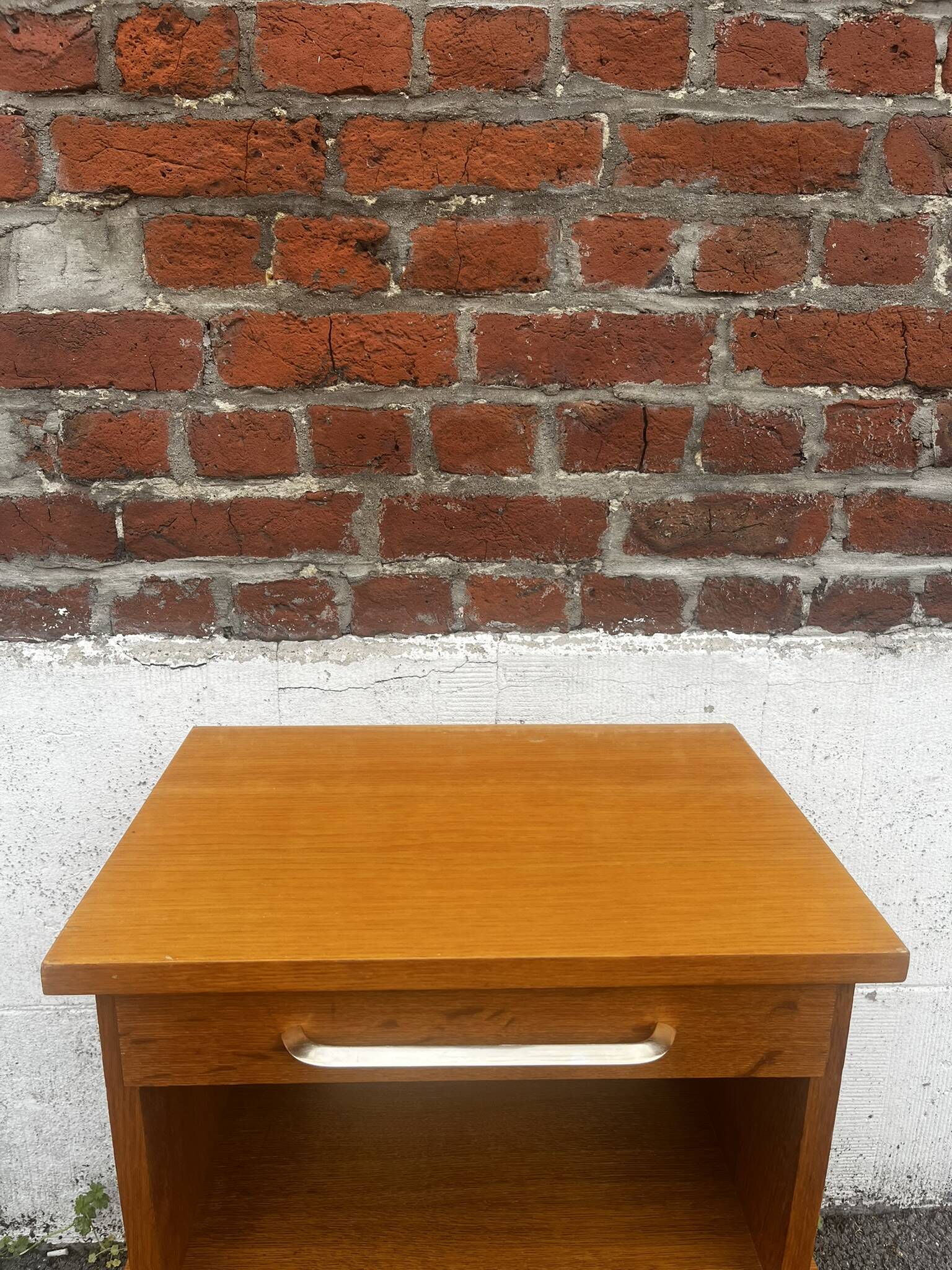 Vintage wooden bedside table / side table with tapered legs.