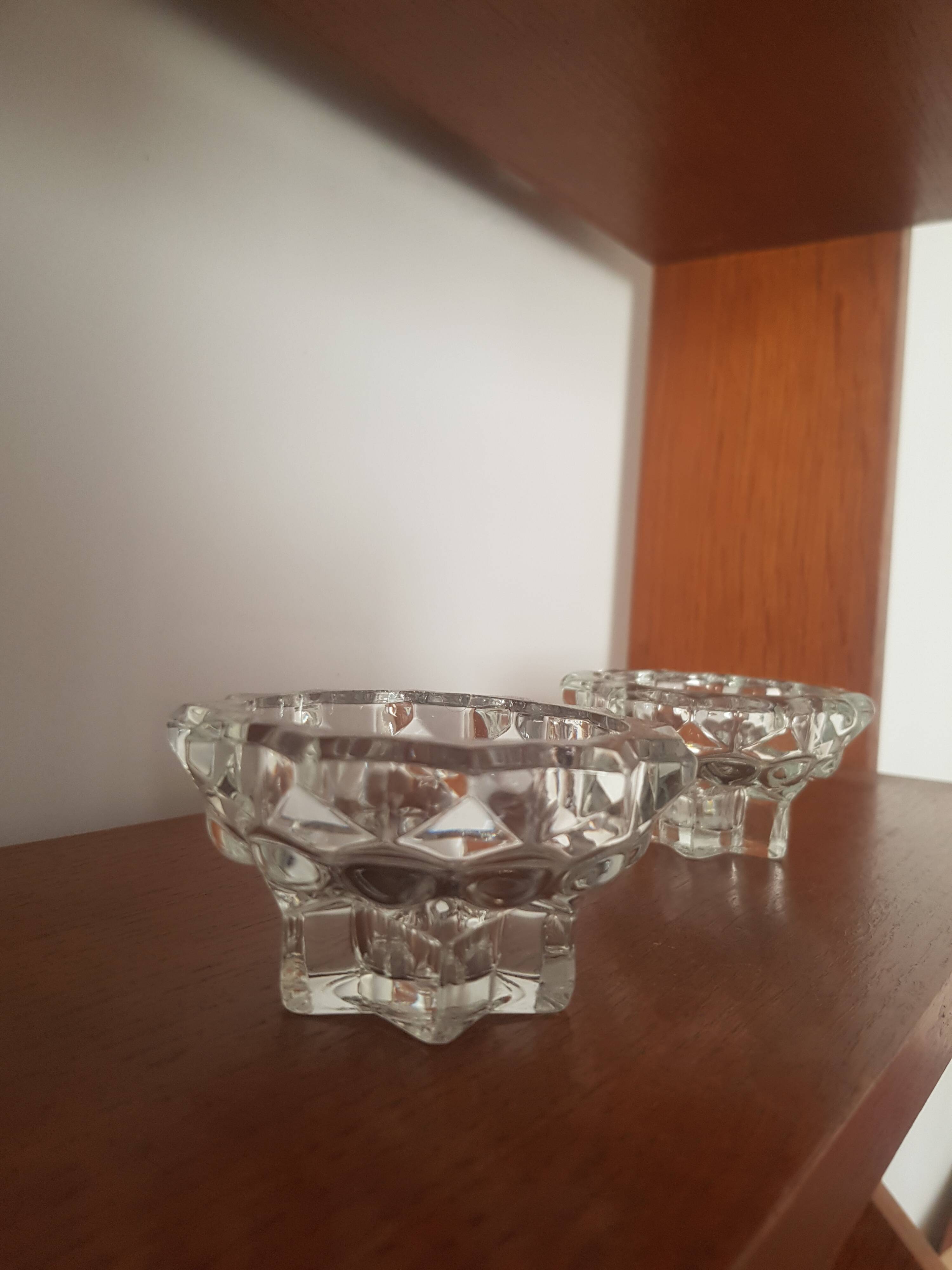 Set of 2 glass candle holders