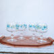 4 verres à pied a décor de myosotis