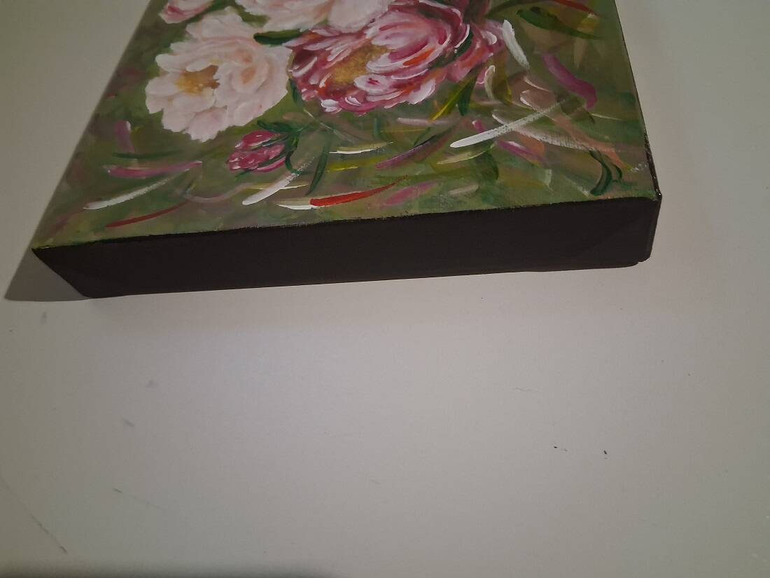Tableau, painting, still life "The Peonies", signed.