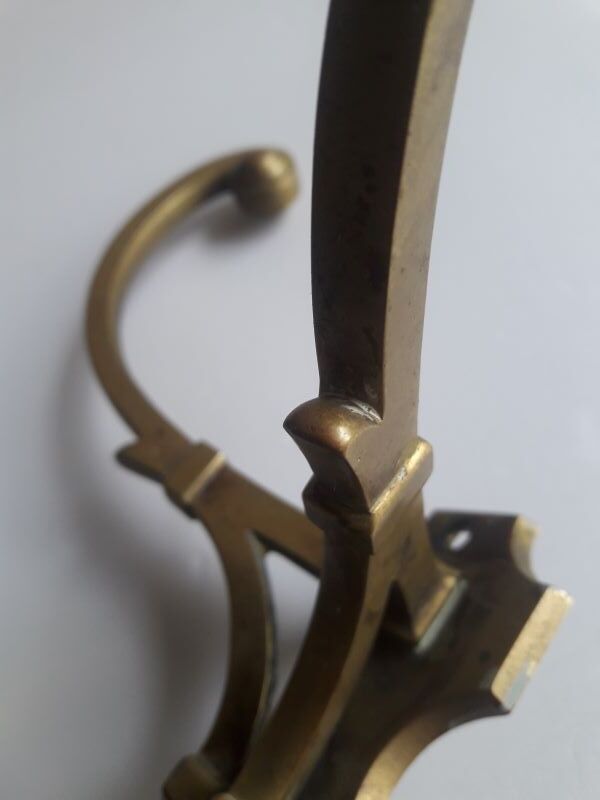 Patère double bronze porte manteau chapeau 4 crochets ancienne