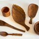 Set of vintage turned and carved wooden cups