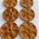 6 oyster plates, for 6 oysters, vintage glazed ceramic slip