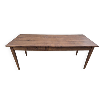 Table de Ferme ancienne, un tiroir 1m95