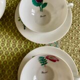 Porcelain service Limoges stamped, teapot and 4 cups with cups