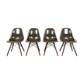 Set of 4 vintage DSW fiberglass shell chairs Eames Herman miller 1970s