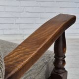 1960s, Scandinavian design, reupholstered high-back armchair, furniture wool, oak wood.