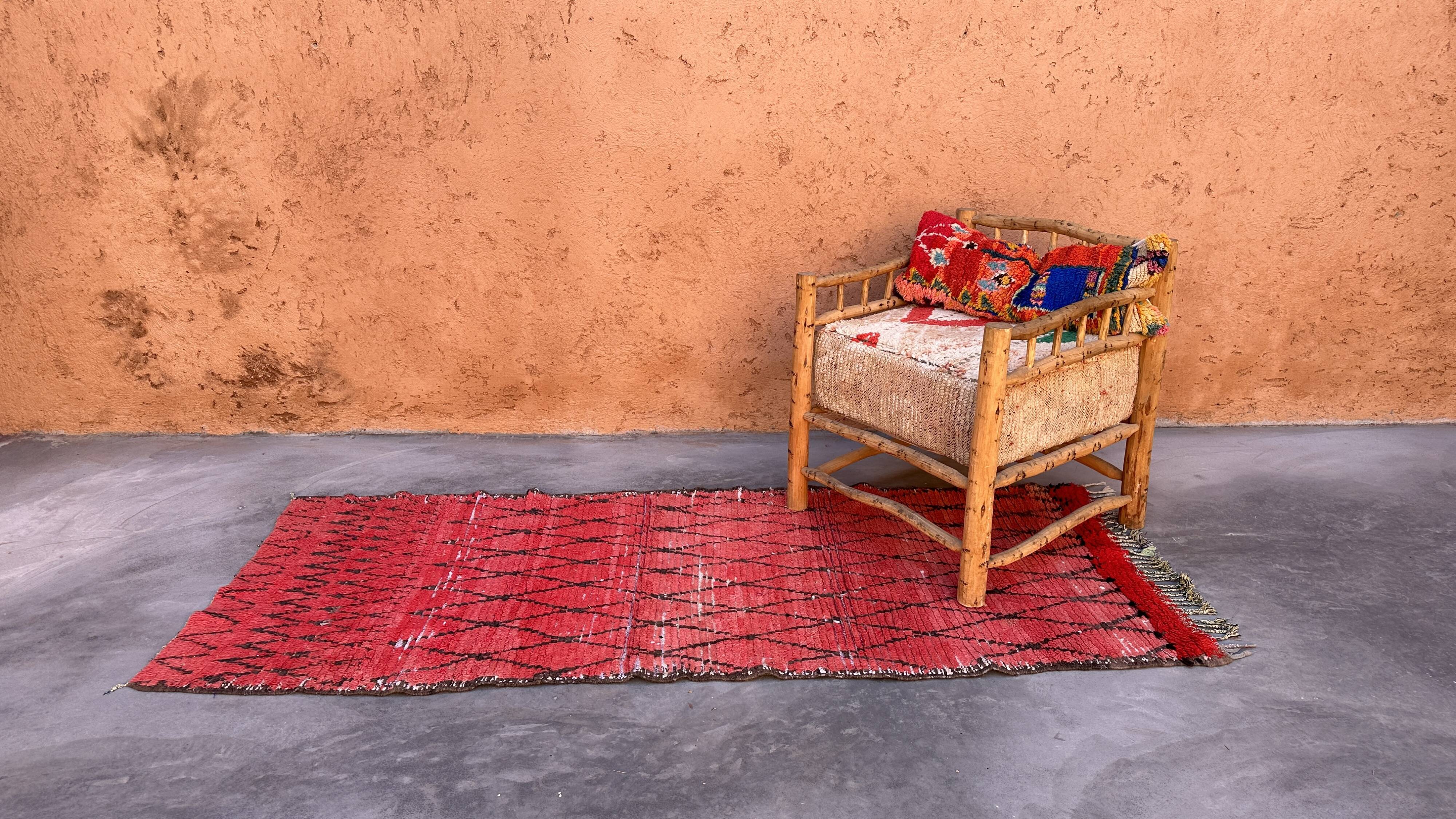Red Boujad Moroccan rug - 95 x 235 cm
