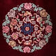 China wool fringed rug with floral pattern on deep plum background 393x274cm