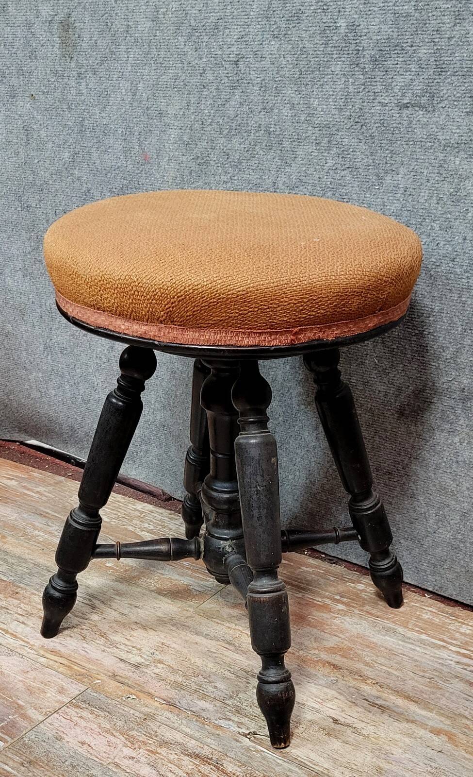 Napoleon III period piano stool in blackened wood circa 1850
