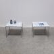 Pair of Carrara marble & chrome coffee or side tables, 1970s