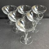 6 light crystal champagne glasses with twisted leg, early 20th century