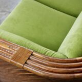 Canapé en rotin et velours par Maugrion pour Roche Bobois, 1980