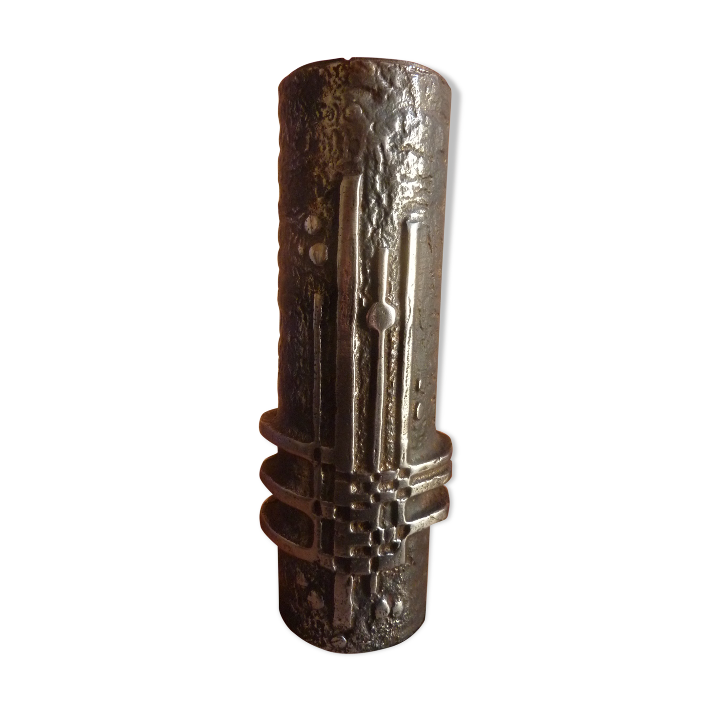Vase brutalist Olav Joff stainless steel norway design