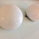 Pair of globe half moon ceiling lights in opaline vintage 60s-70s