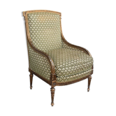 Fauteuil bergère de style Louis XVI dorée fin XIXème