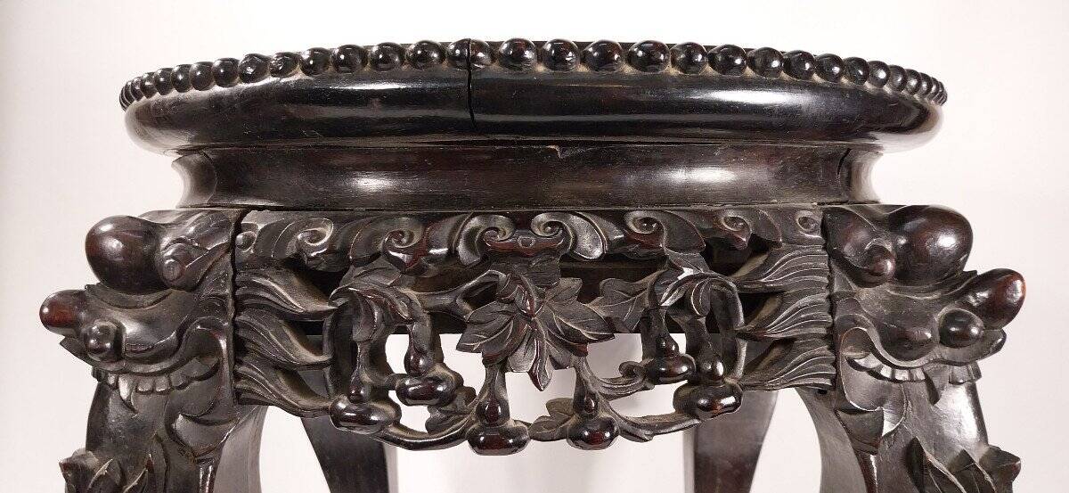 China, 19th century ironwood and marble pedestal coffee table