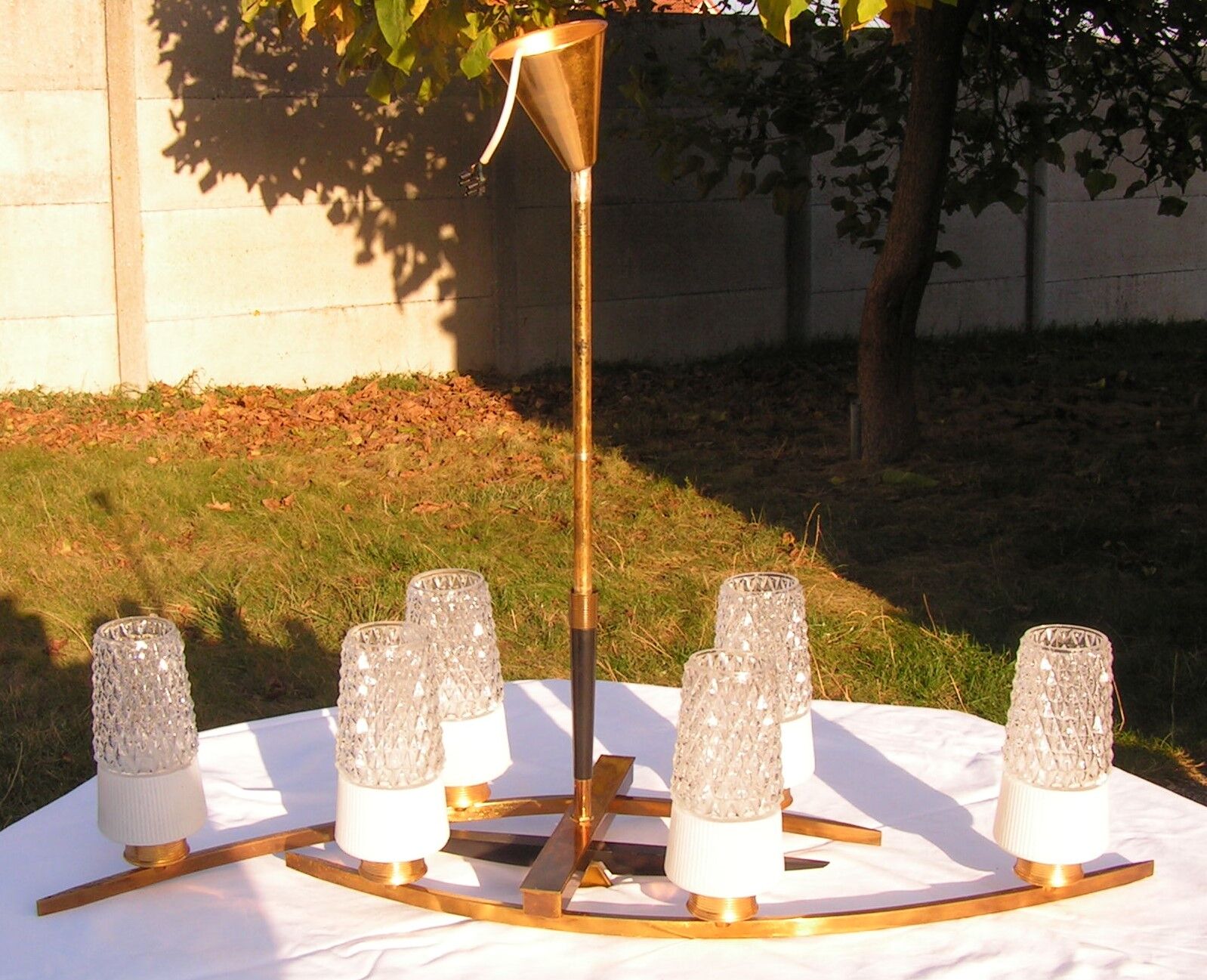 Chandelier glass metal and brass globe golden 6 lights 50-60