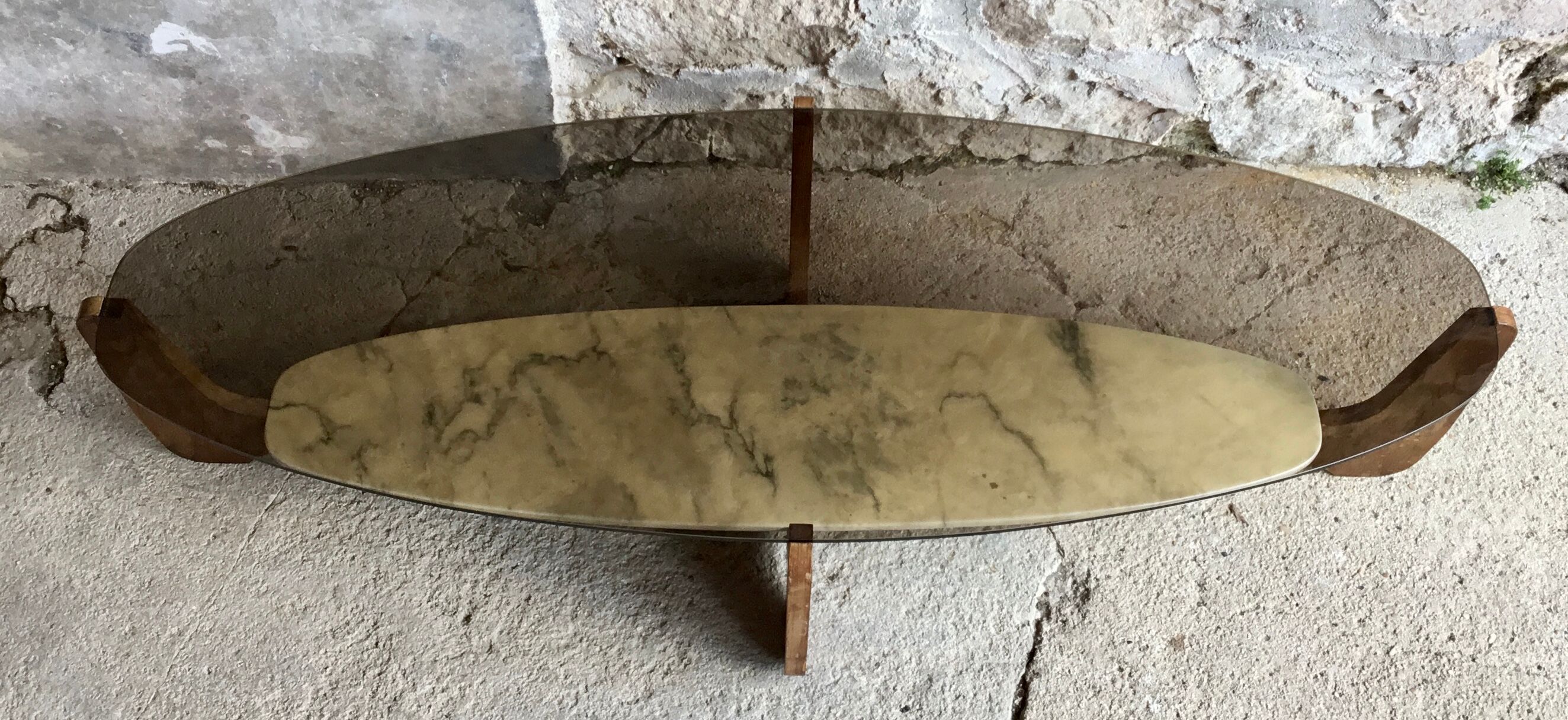 Large oval coffee table by Hugues Poignant - 1960