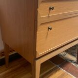 2 60's oak bedside tables