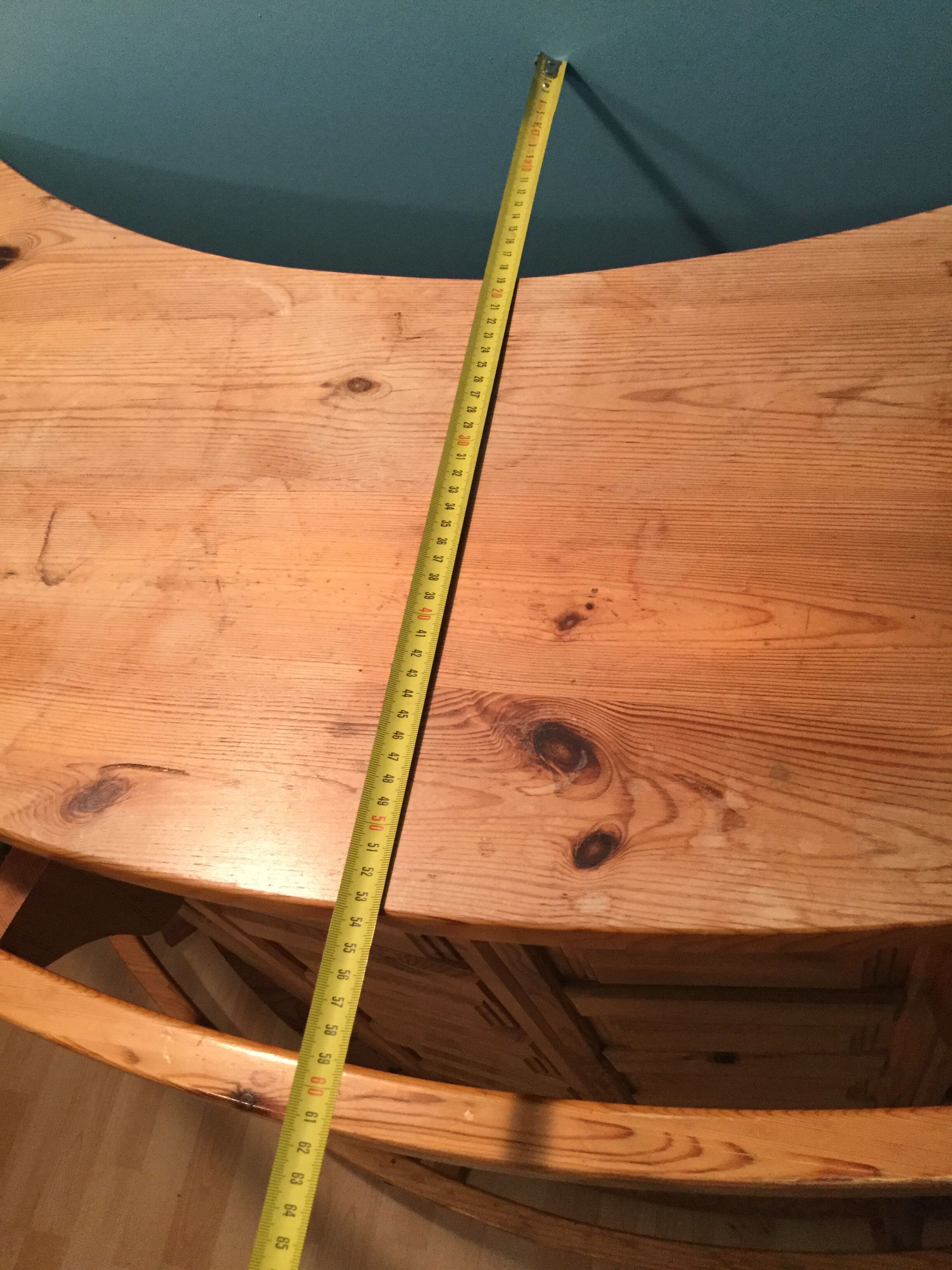 Vintage bar counter with natural wood stools