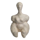 Modern white terracotta sculpture, Stylized female figure, 20 cm