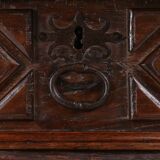 Table console espagnole ancienne en chêne avec tiroirs fabriqués à la main, 18ème siècle