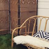 Vintage screen with macramé and wooden beads