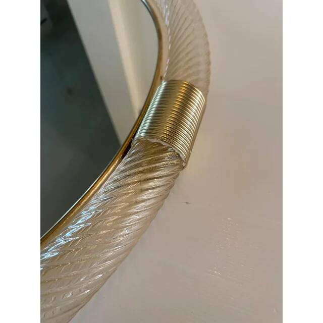 Round Torciglione Gold Murano Glass Wall Mirror by Simoeng for Simoeng