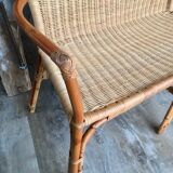 Vintage rattan armchair bench