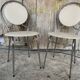 SOUDEXVINYL Chair Pair Chrome Metal + White Skai 70s Vintage #