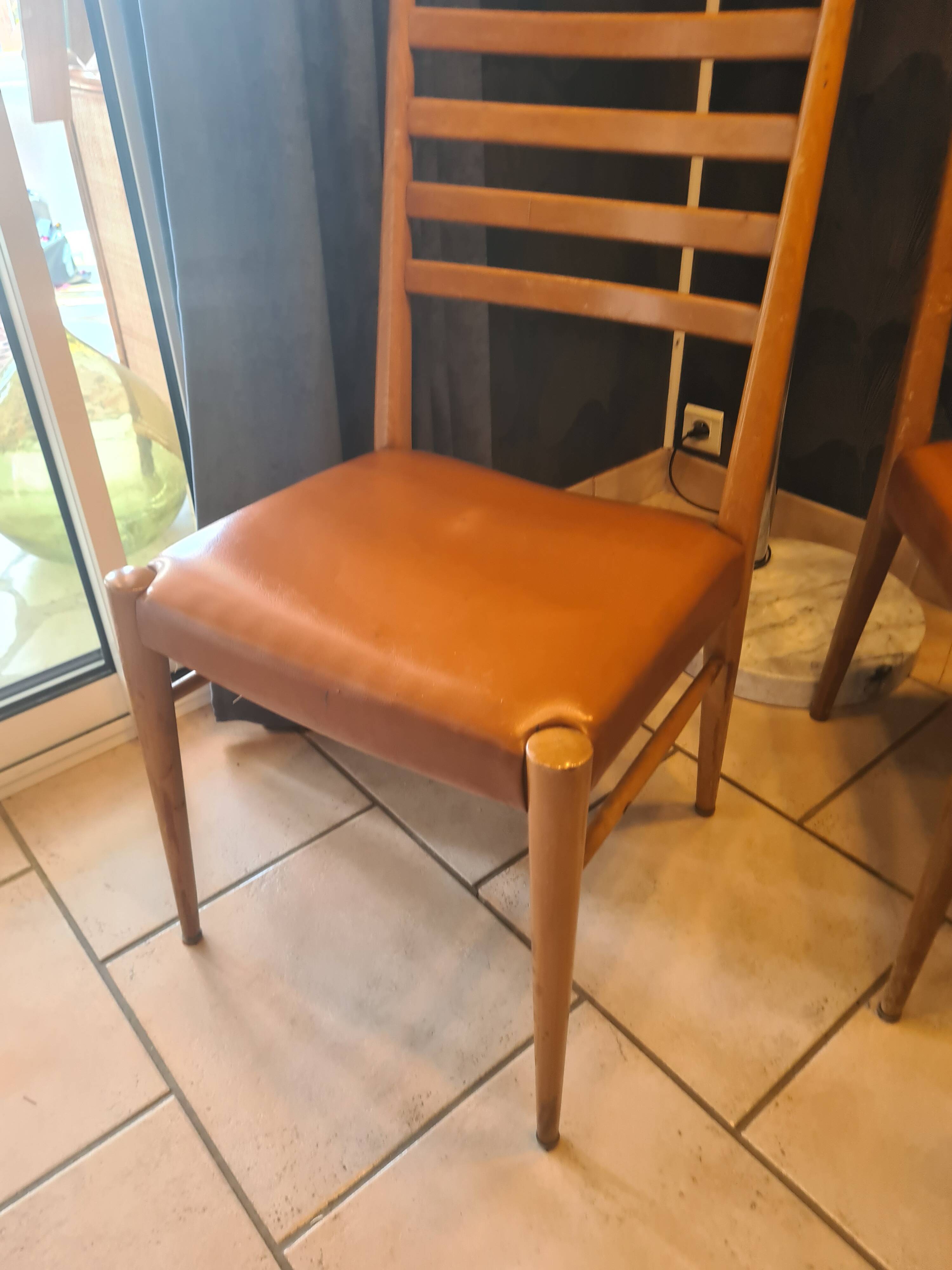 lot of 6 teak chairs from the 1950s, Scandinavian, Danish 87 x 44 x 43 BEG