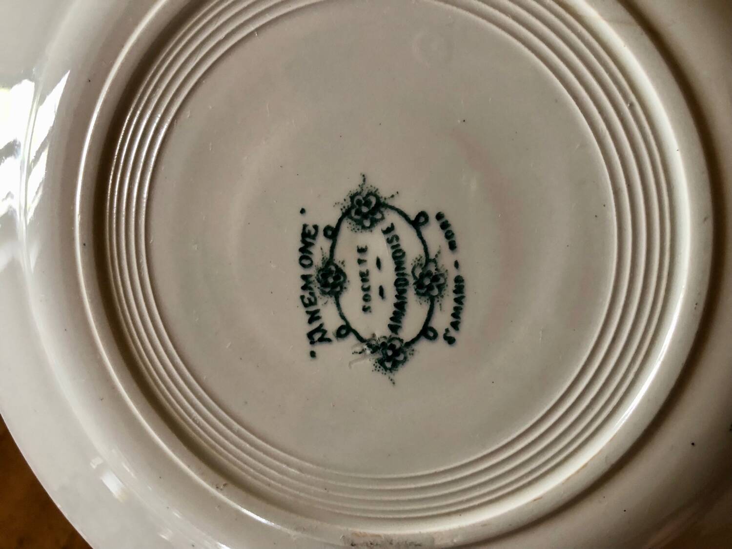 Ironstone "anemone" flat plates from Saint-Amand-les-Eaux