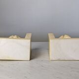 Pair of Neo-Classical Camellia Alabaster Bookends - 1940s