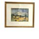 Framed watercolor by Henri Lindegaard 1975 - Forest and mountain landscape