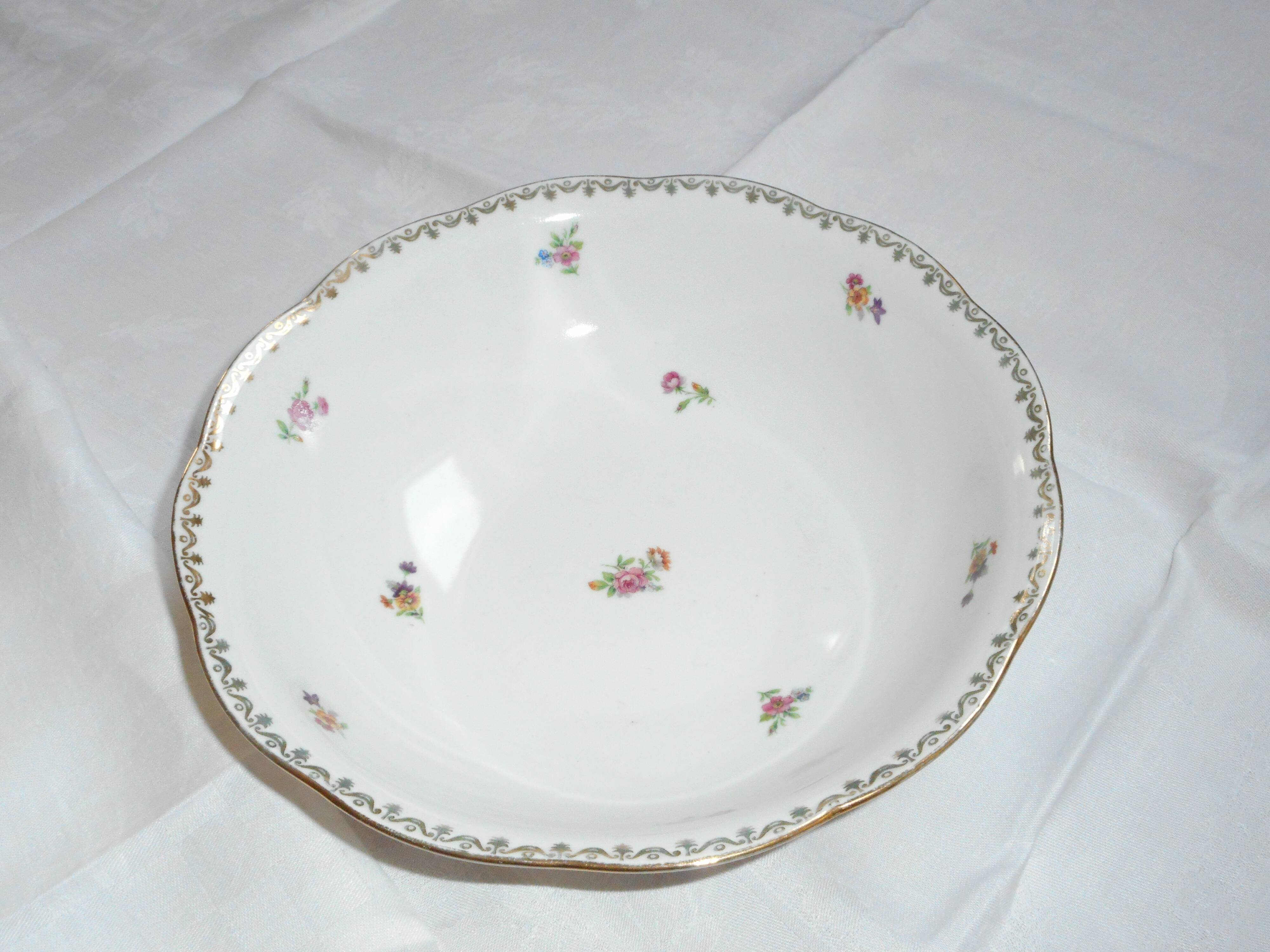 8 plates and a dish in porcelain decorated small flowers
