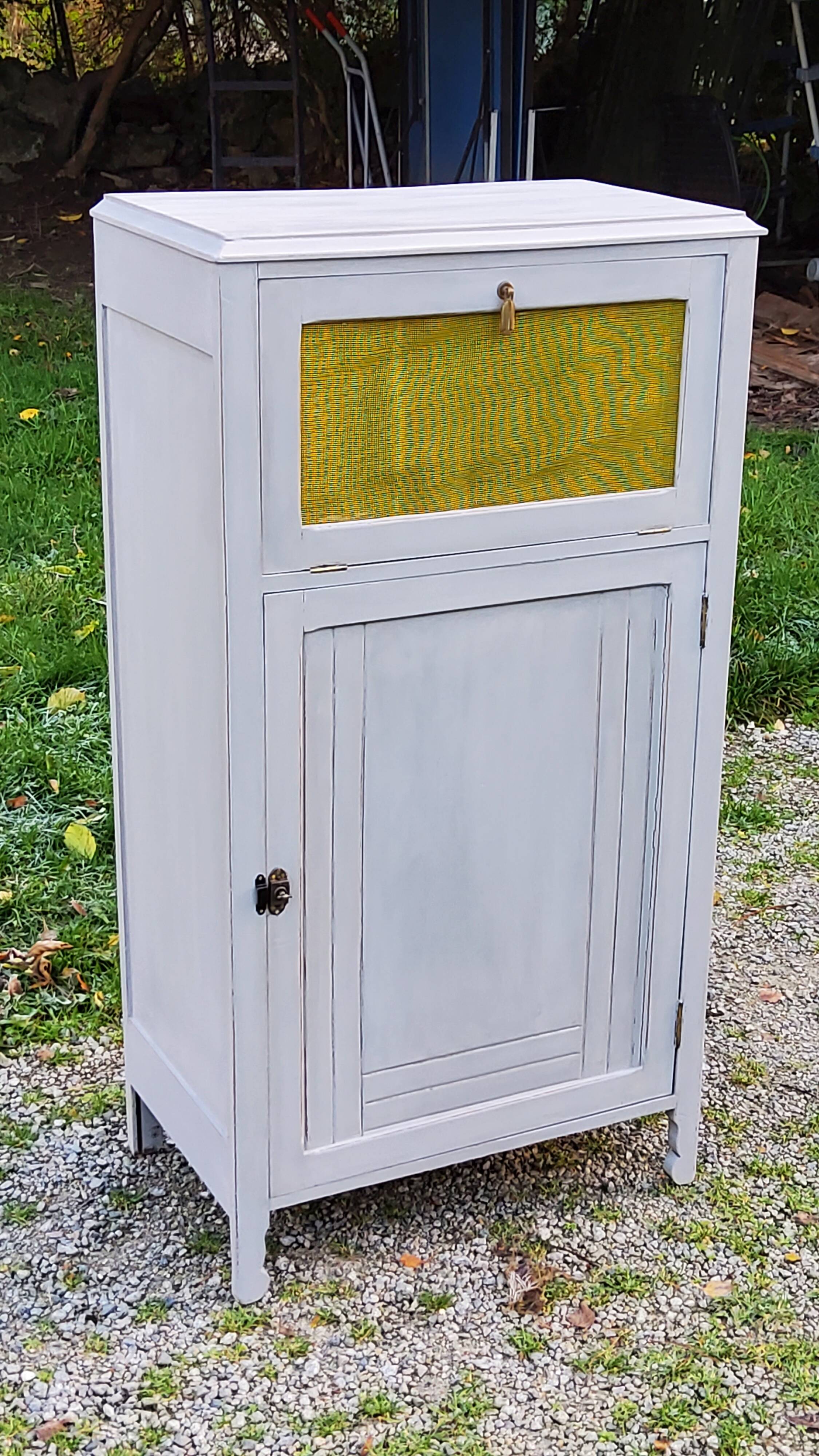 Parisian sideboard pantry from the 1920s with gray patina